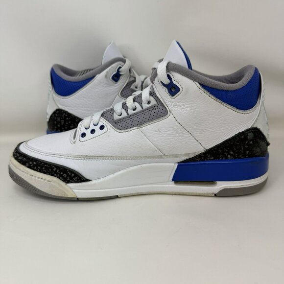 Nike Air Jordan 3 Racer Blue Retro Shoes White Blue Gr Men’s Size 8.5 - Picture 5 of 9
